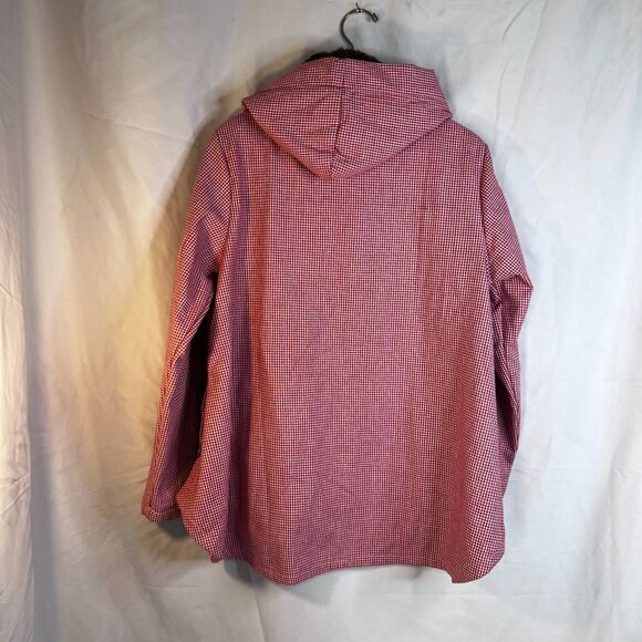 MissLook Gingham Plaid Hooded Faux Fur Lined Jacket Preppy Boho Size XL - Picture 2 of 14